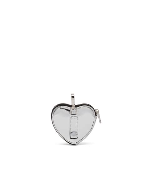 Silver Brushed leather heart mini